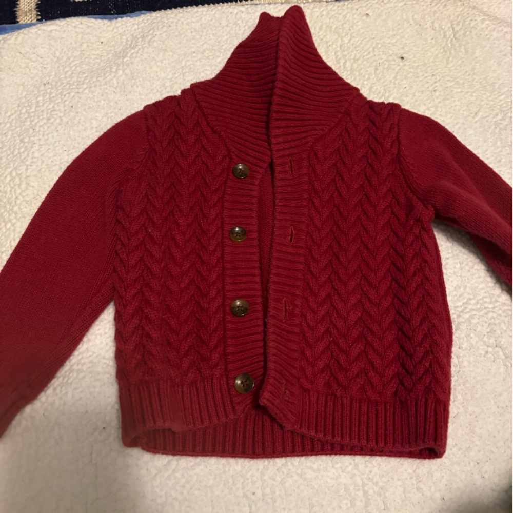Janie and Jack Cherry Red Cardigan